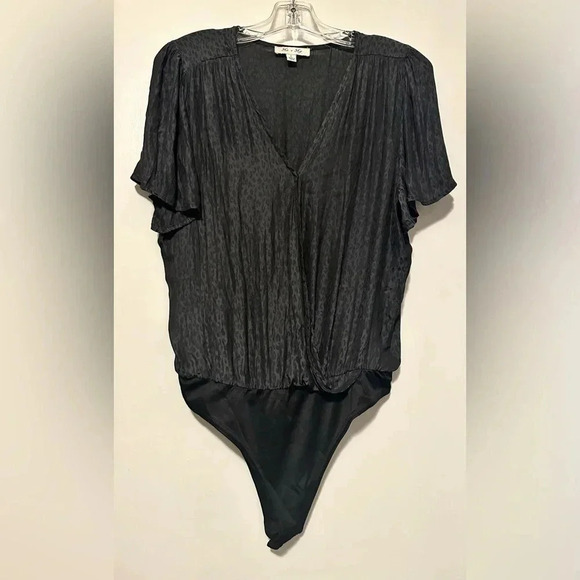 She + Sky Tops - She+Sky Black leopard Wrap Bodysuit size L